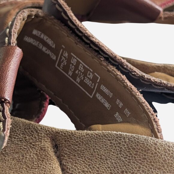 Clarks Leather Slide Sandals Brown/Red • Size 10W • Leisa Bora - Picture 4 of 4